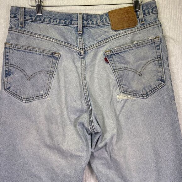 Levi’s Blue Faded Wash Denim Distressed Relaxed Straight Leg Jeans Size 36x30 ma - Picture 8 of 12